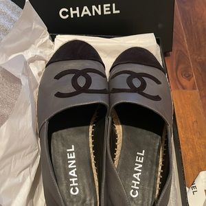 Chanel Grey black Espadrilles 37 size